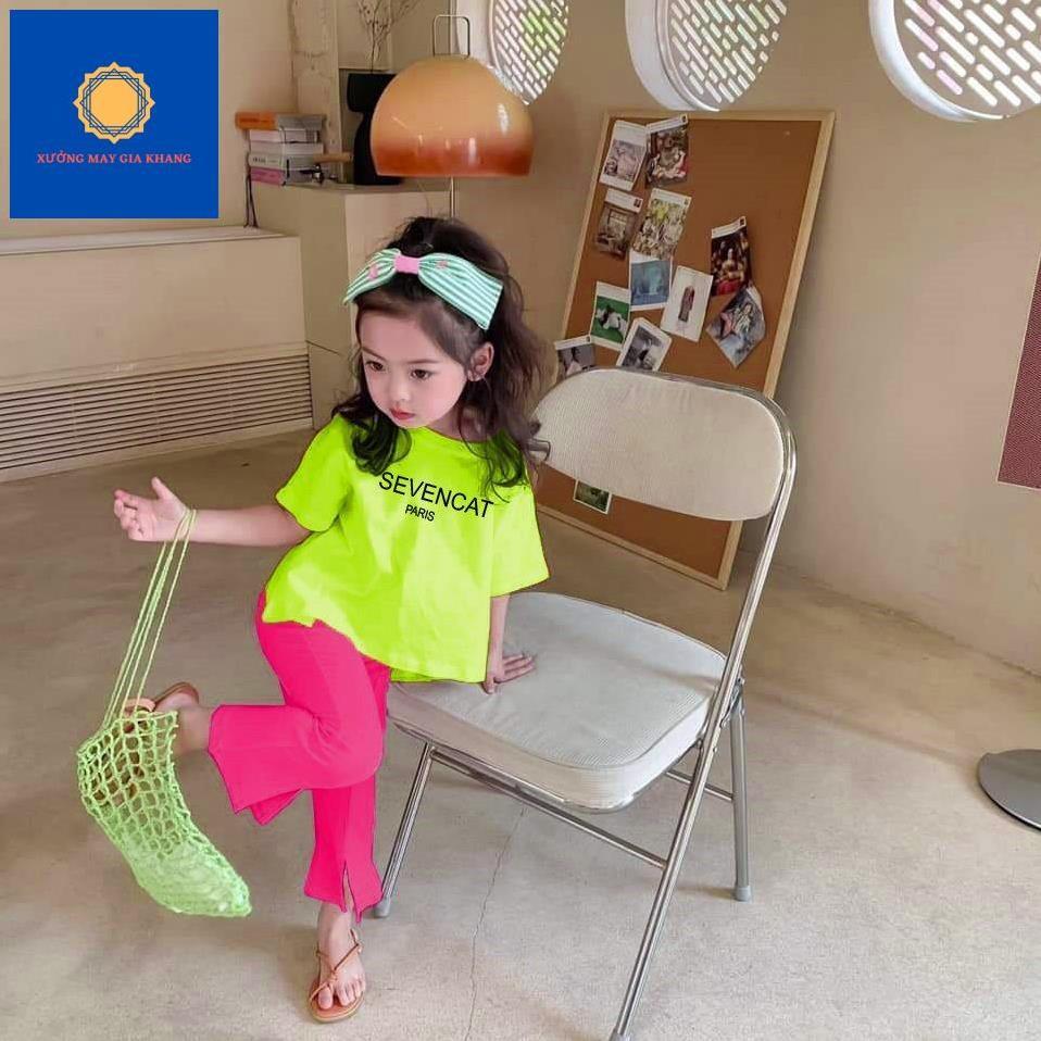 MS: 220587 - Đồ bộ bé gái áo form rộng, quần ôm body thời trang, sành điệu, in chữ, thun cotton - GiaKhang
