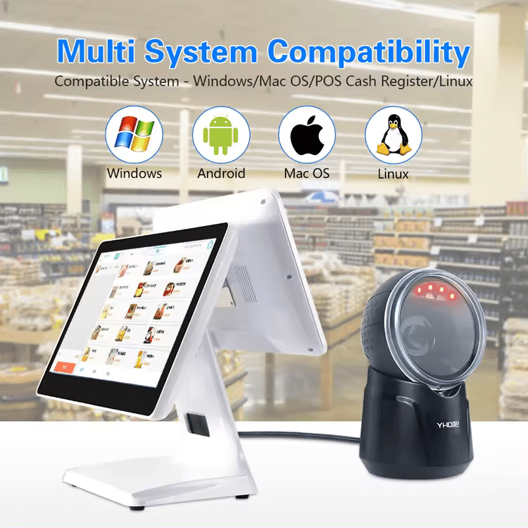 Máy quét mã vạch để bàn YHD 9700D dùng dây trực tiếp - quét mã QRCODE (2D) và mã dẹt BARCODE (1D) - đọc được tiếng việt - Hàng Nhập Khẩu
