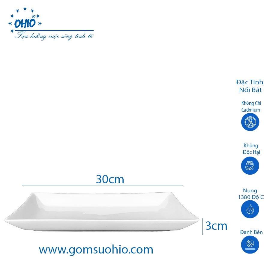 Khay Chữ Nhật 30cm Sứ Trắng OHIO