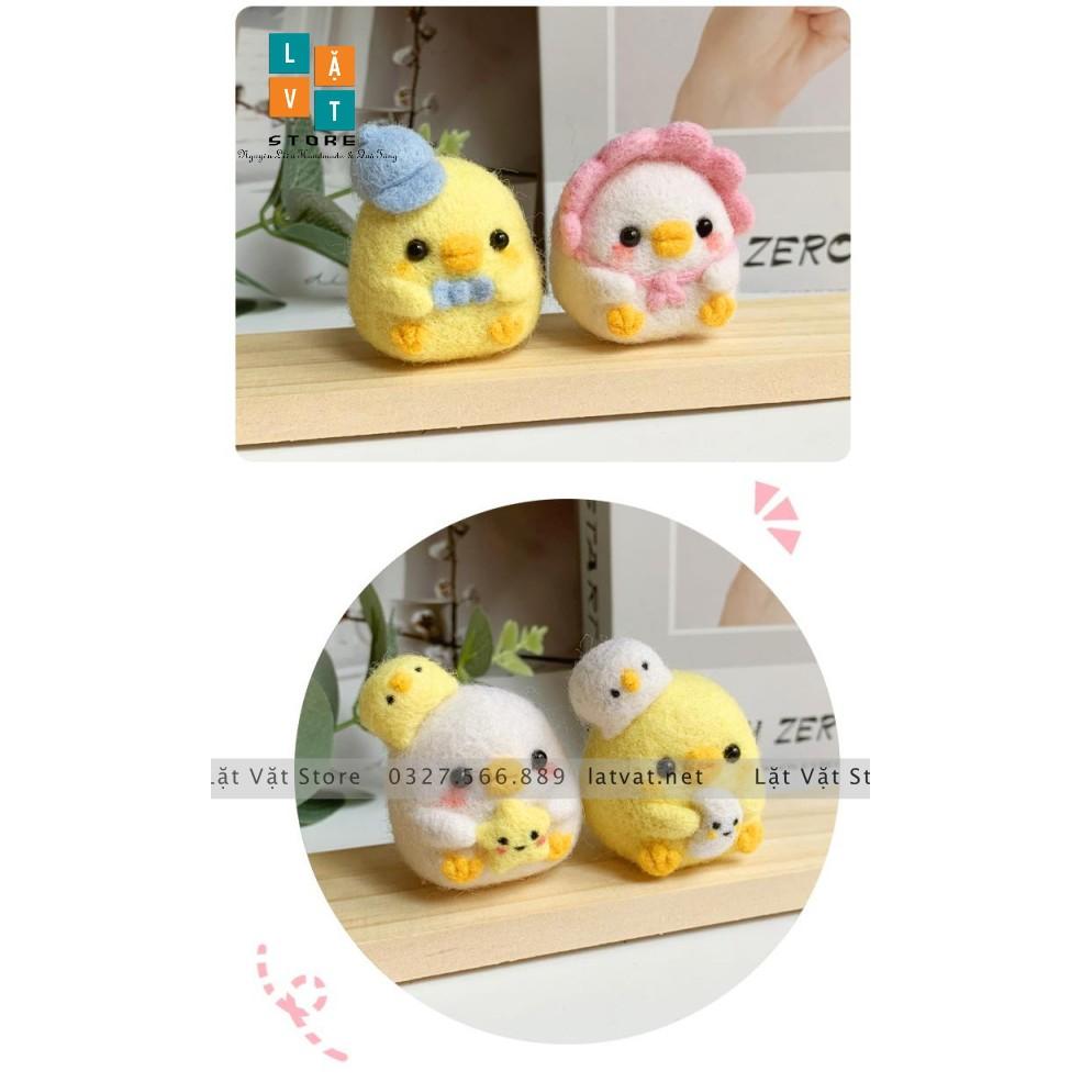 Bộ kit len chọc Biệt Đội Gà Con nhỏ nhắn - dễ thương - Needle felting chicken cho người mới bắt đầu- móc khoá từ len