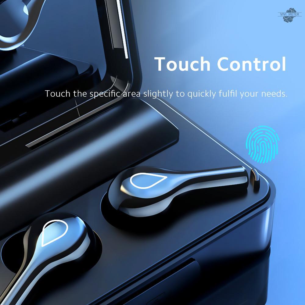 BT 5.0 In-ear Earbuds with Charging Case LED Display Touch Control Auto Connection Charge Phone Up, Black