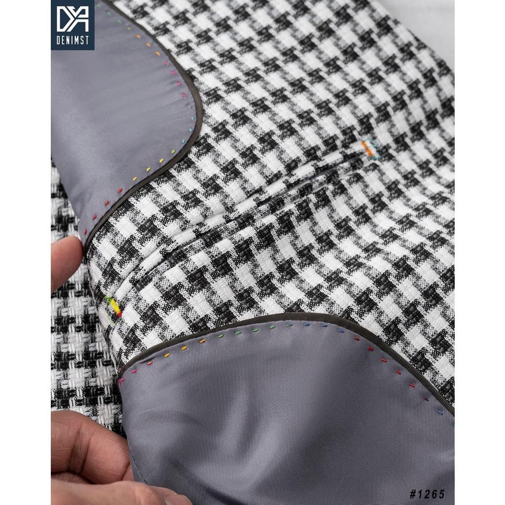 Áo Blazer Nam Kẻ AMAL DENIMST F1265 Chất Dạ, Mềm Mại, Dáng Suông