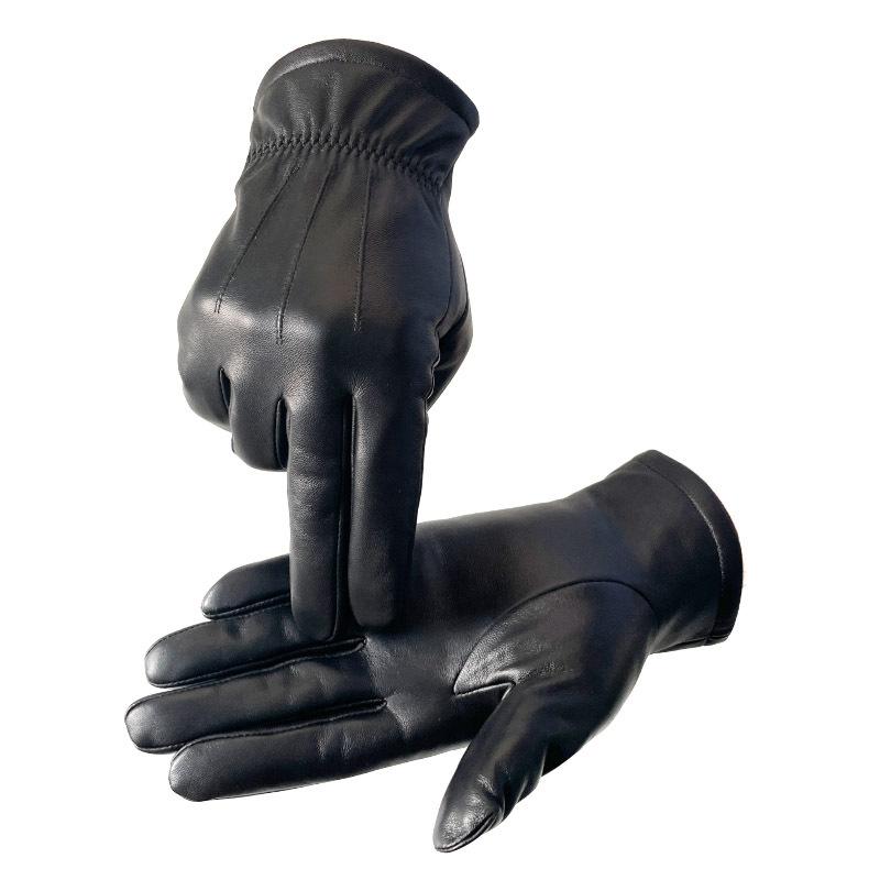 Găng tay da da cừu cho người đàn ông, màn hình cảm ứng ấm áp mùa đông nhắn tin cashmere lót găng tay lái xe máy
