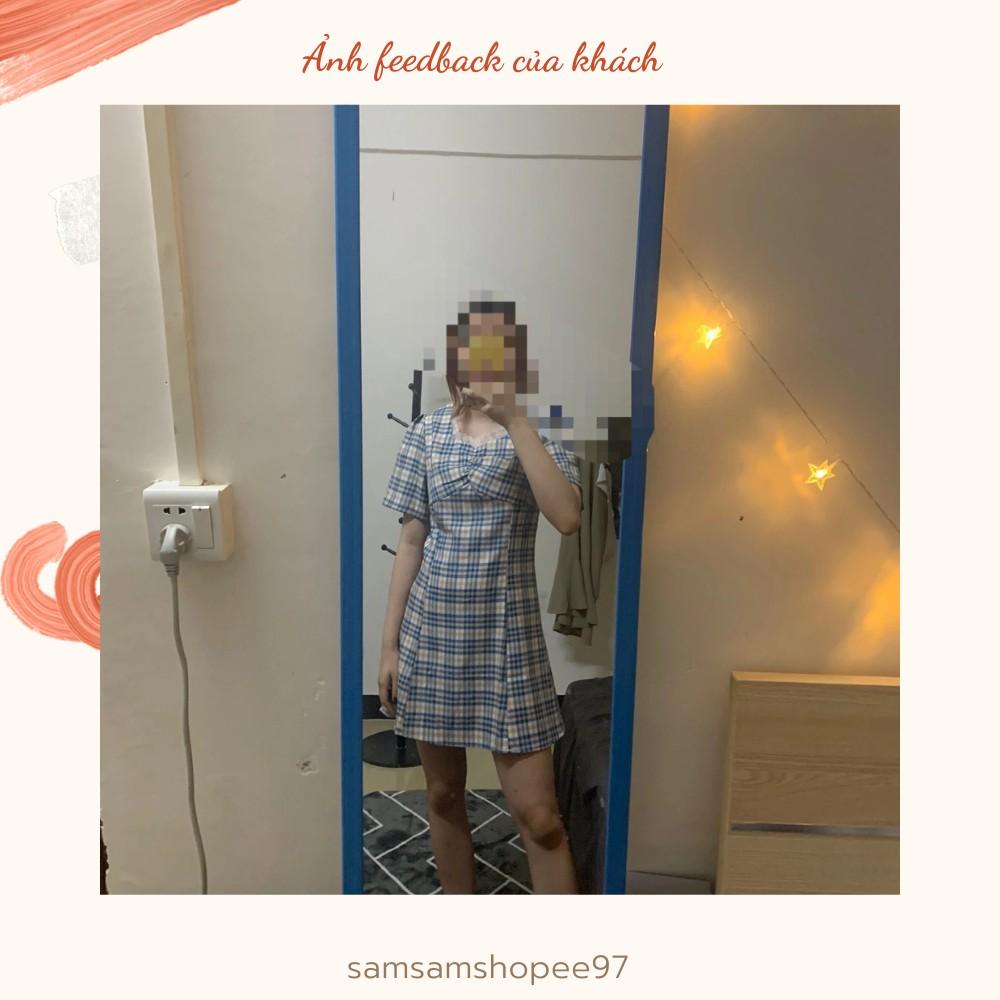 Váy caro nhún ngực