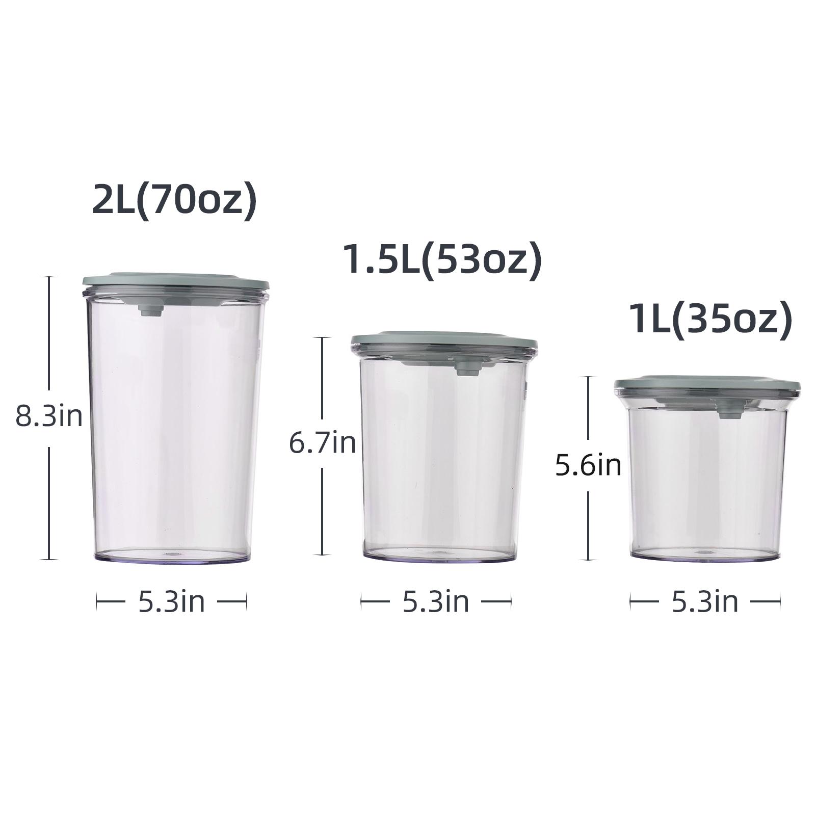 3 Set Airtight Food Vacuum Storage Containers 20Kpa Self Pumping Transparent Food Storage Jars With Lid
