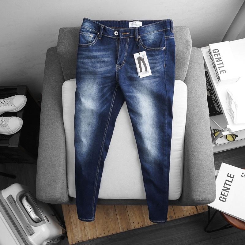 Quần jean dài nam xuất xịn màu wash bụi trơn slimfit ôm dáng co giãn
