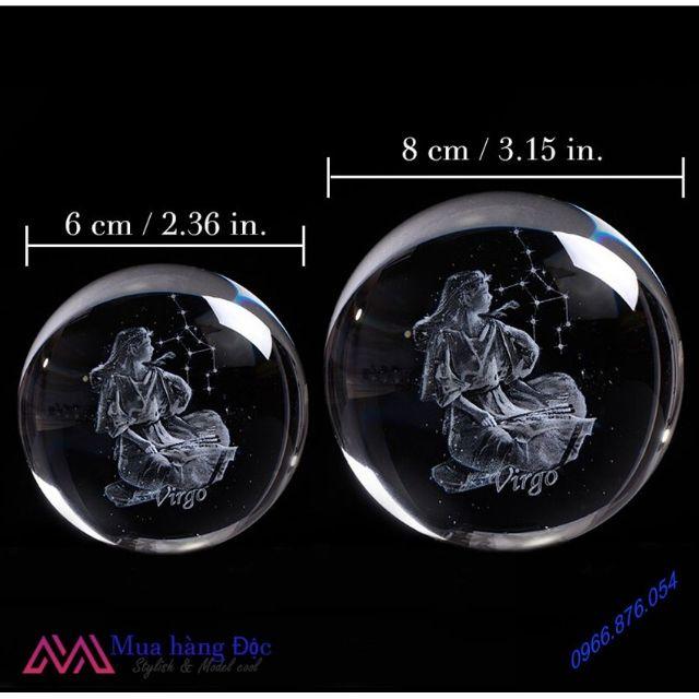 Quà Tặng Sinh Nhật  Quả Cầu Pha Lê Virgo Crystal Ball 3D Laser Cung Xử Nữ