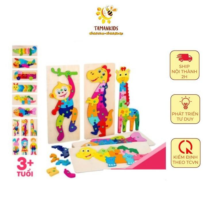 Đồ Chơi Tranh Ghép Nối Số 3D Bằng Gỗ Giúp Bé Phát Triển Tư Duy