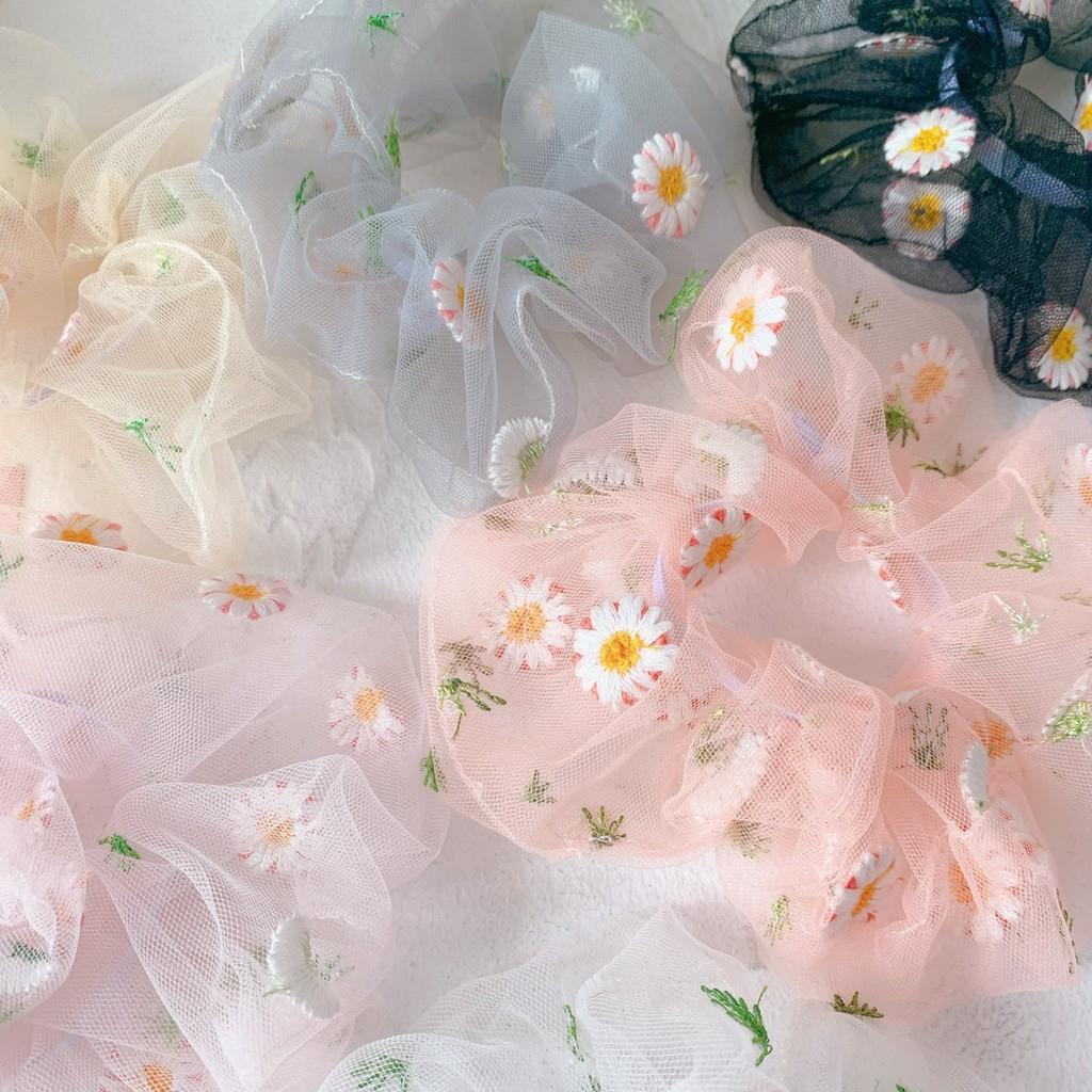 Dây Buộc Tóc Vải Họa Tiết HOA CÚC Hot Trend