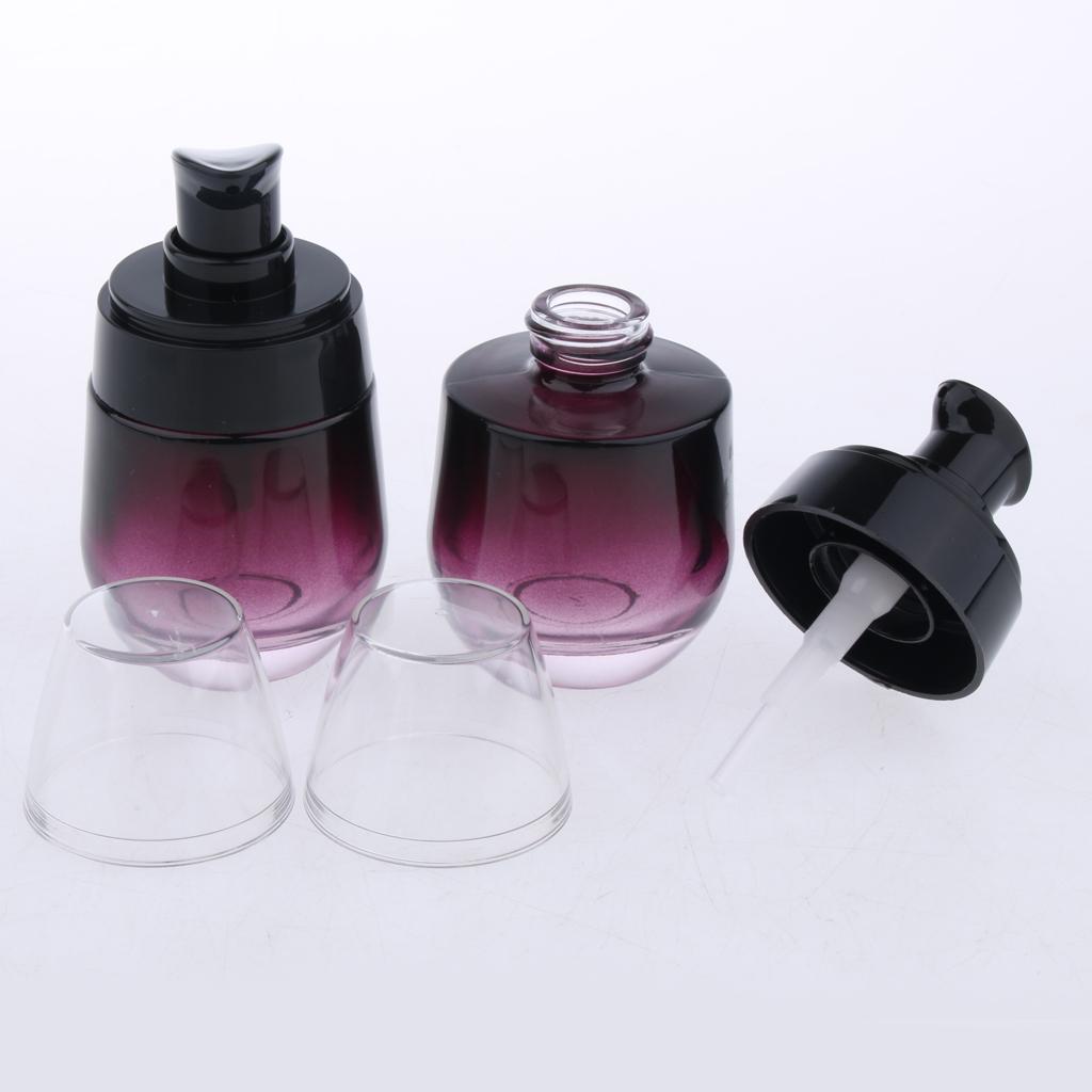 2x 30ml Portable Travel Glass Empty Pump Lotion Spray Bottle Hand Wash Vials for Women's Daily Life