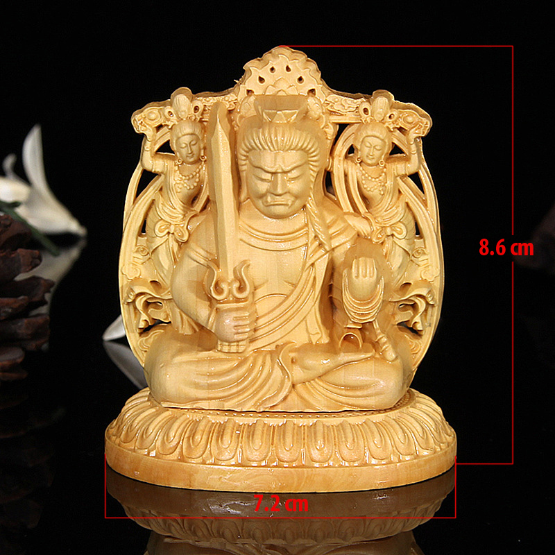 Tượng để xe ô tô phật Bất Động Minh Vương bằng gỗ Hoàng Dương V183