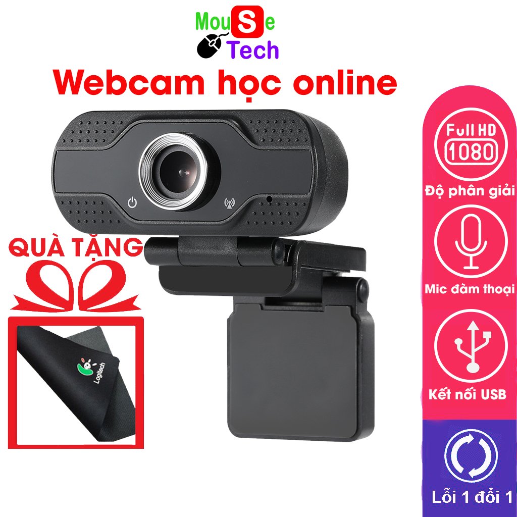 Webcam có mic Full HD 1080P dùng cho máy tính để dạy và học trực tuyến