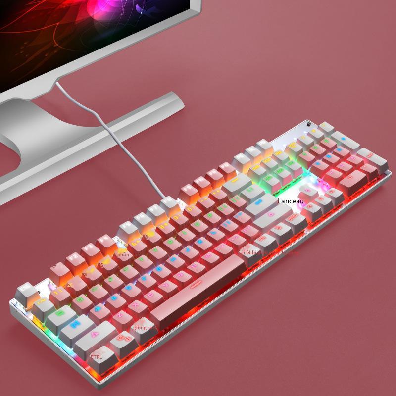 Phong Cách Mới Nhất Crack K660 Thực Bàn Phím Cơ USB Trò Chơi Có Dây Dạ Quang RGB Máy Tính Trục Xanh Bàn Phím Cơ ebay
