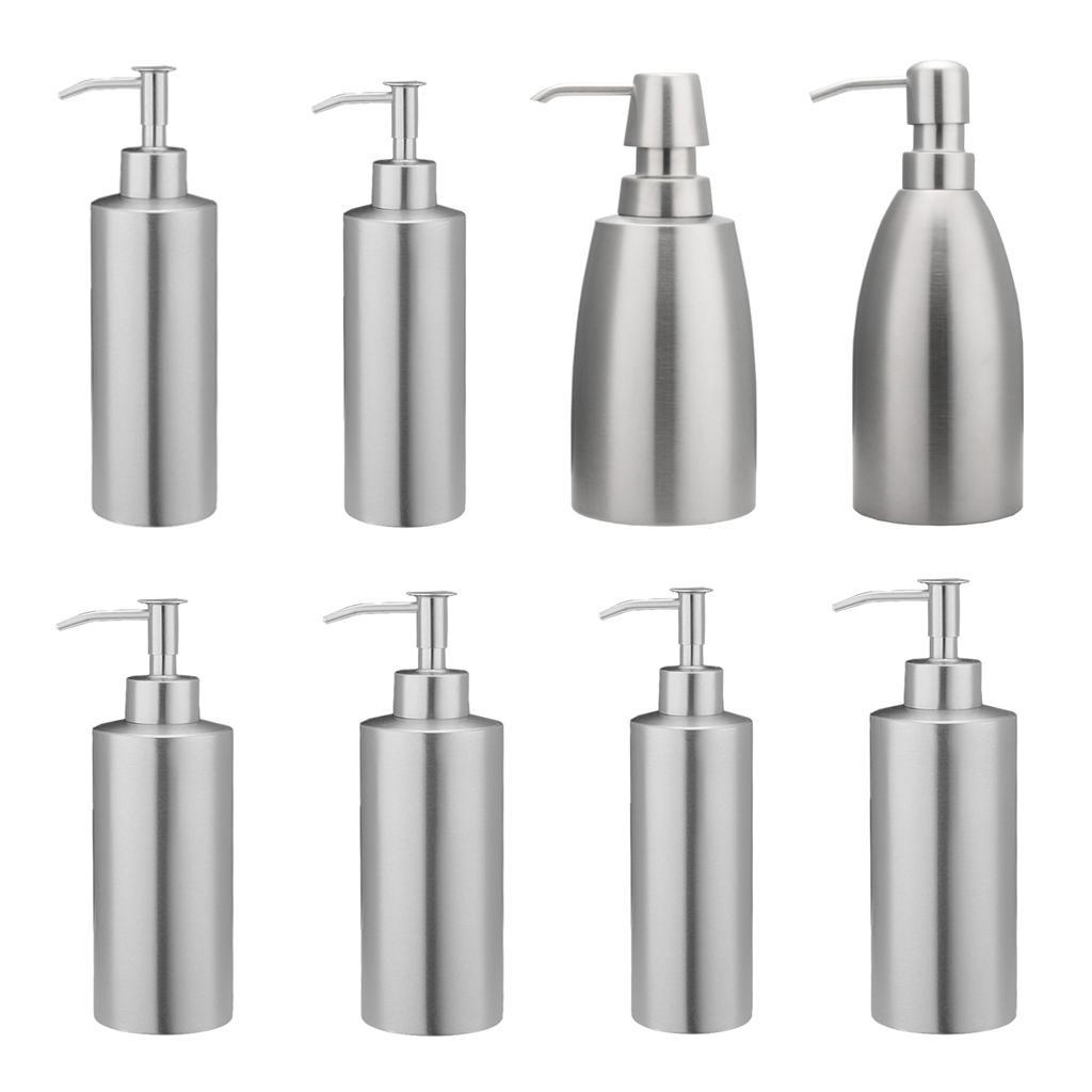 Silver Countertop Soap Dispensers Lotion Bottle with Rust Proof Stainless Steel Pump, Lotion/Soap Dispenser for Kitchen or Bathroom