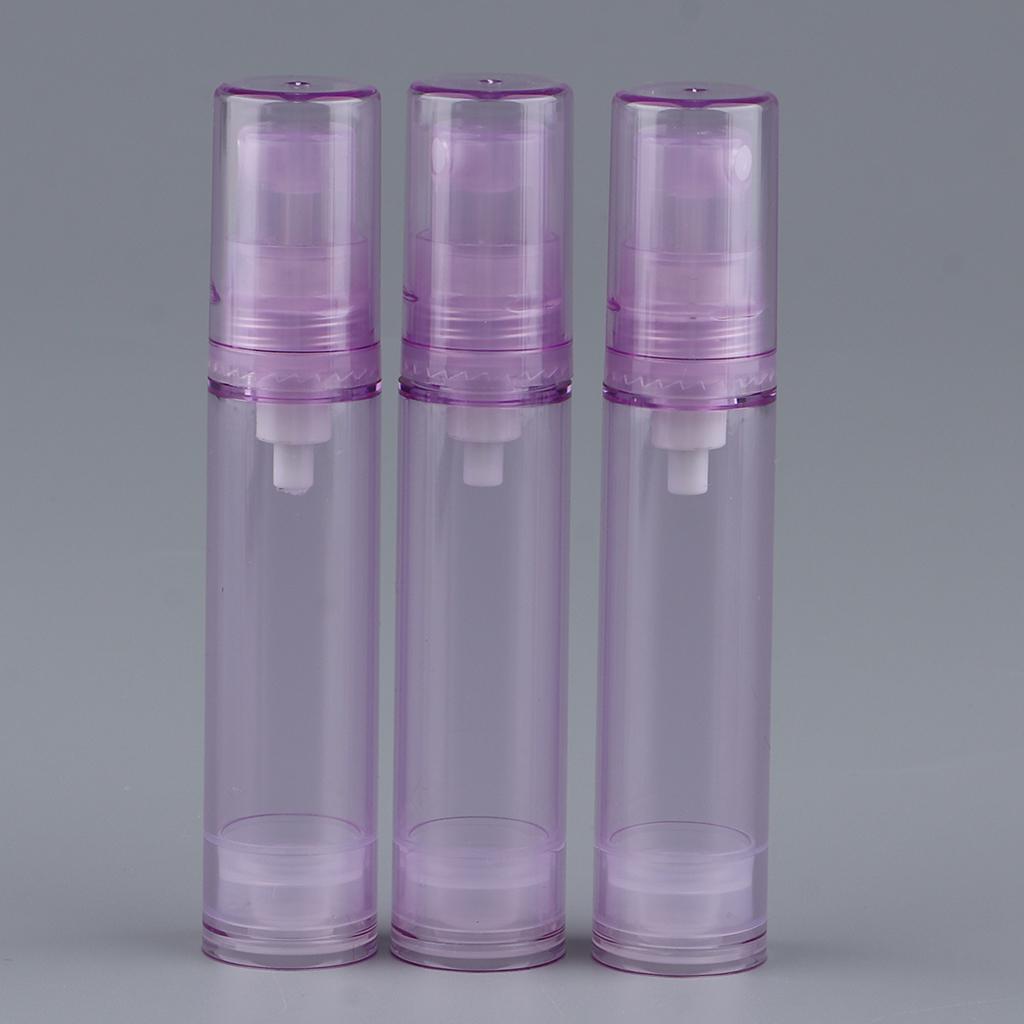 3Pcs 10ml Empty Airless Pump Bottles Refillable Cosmetic Containers Pink