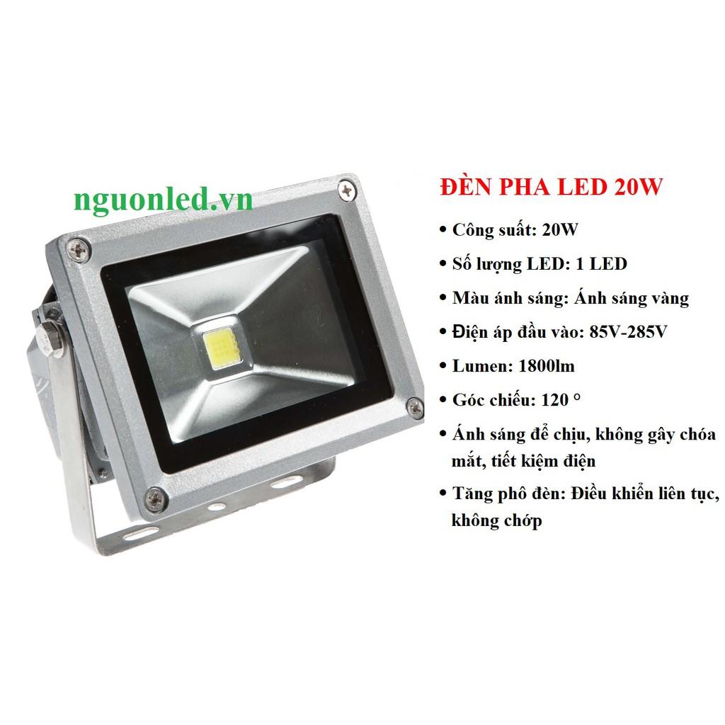 Đèn pha led 20W  loại tốt, giá rẻ, chất lượng, đủ watt, ánh sáng vàng, siêu sáng, chiếu rộng, chiếu xa, vỏ dày.