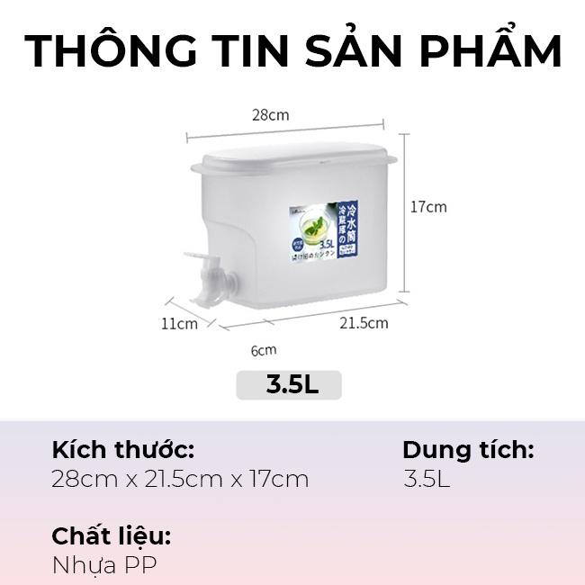 Bình Nước Để Tủ Lạnh Trong Suốt Dung Tích 3.5L Tích Hợp Vòi Rót Tiện Lợi - Bình Đựng Nước Trái Cây Dung Tích 3,5 L