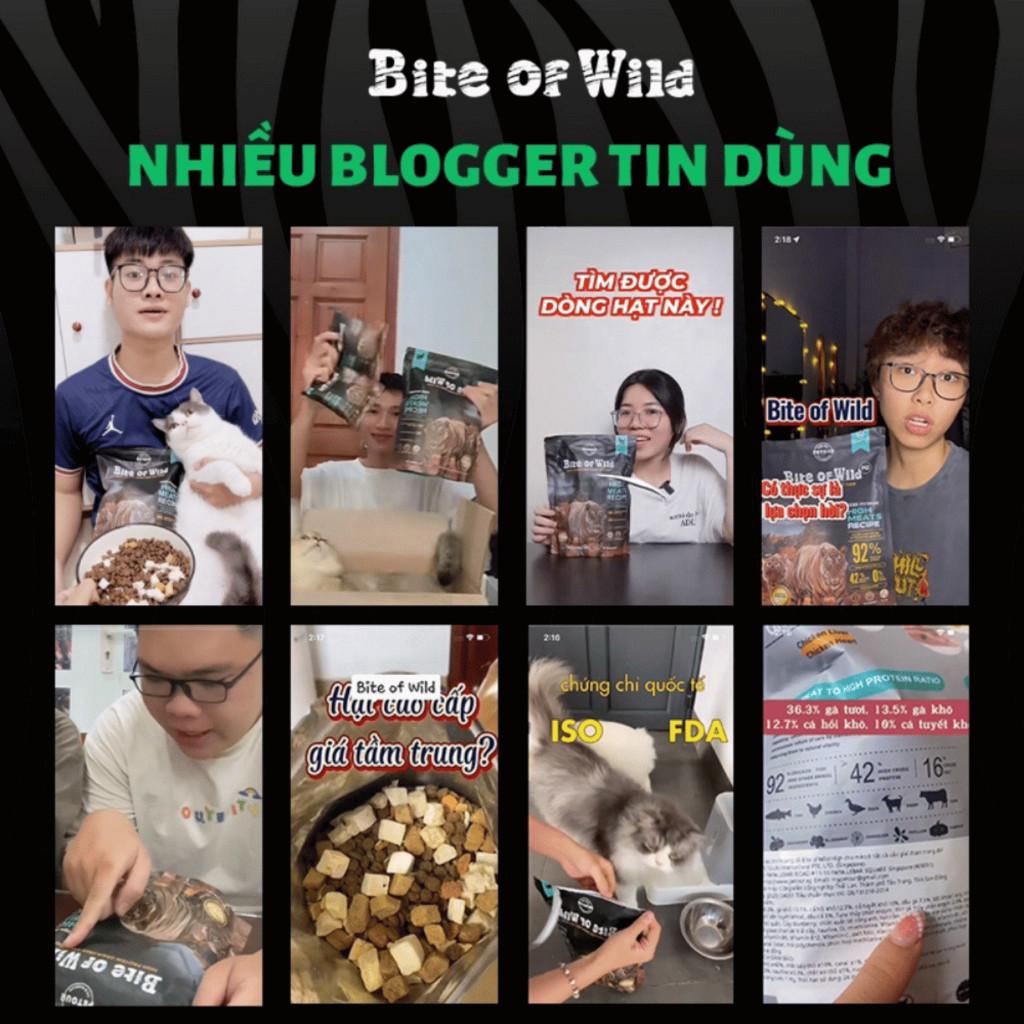 Thức ăn cho mèo Bite of Wild gói 300g không ngũ cốc, 92% thành phần thịt, hạn sử dụng 18 tháng