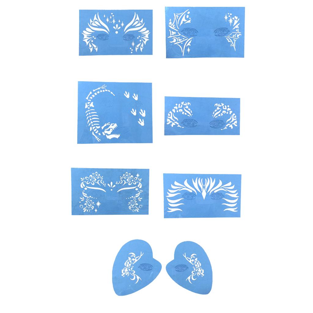 7 Hoa Văn Có Thể Tái Sử Dụng Mặt Mắt Sơn Stencil Áo Lạ Mắt Trang Điểm Hình Xăm Bản Mẫu
