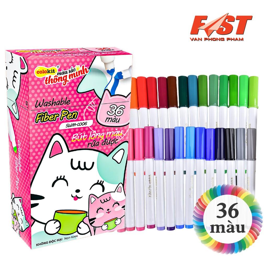 36 Cây Bút Lông Màu TL Fiber Pen Washable SWM-C006, Rửa Được,Viết Được Nét Mảnh Nét To - 36 Màu