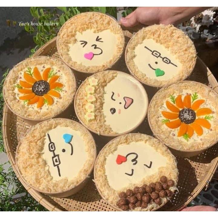 50 Hộp tròn giấy kraft 750ml dùng nướng bánh bông lan trứng muối 14cm
