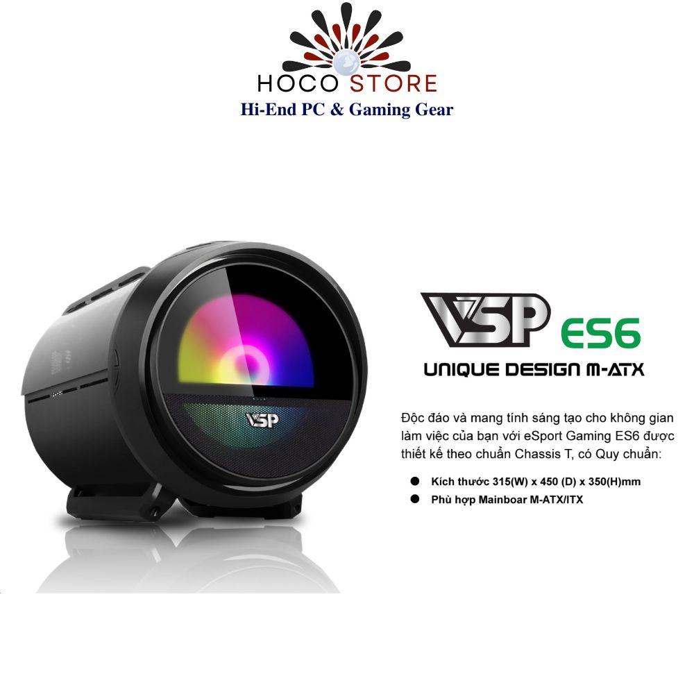 VỎ CASE MÁY TÍNH ESPORT GAMING ES6 ĐEN - Hàng Chính HÃng