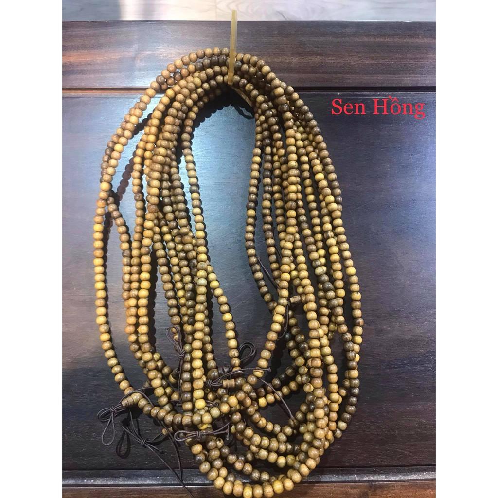 Vòng tay chuỗi hạt 108 tròn 5ly, 8 ly bằng gỗ vàng đen thơm BÁCH - XANH màu tự nhiên