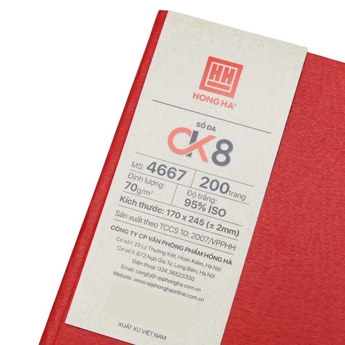 Sổ Da CK8 - 200 Trang 70gsm - Hồng Hà 4667 - Màu Đỏ