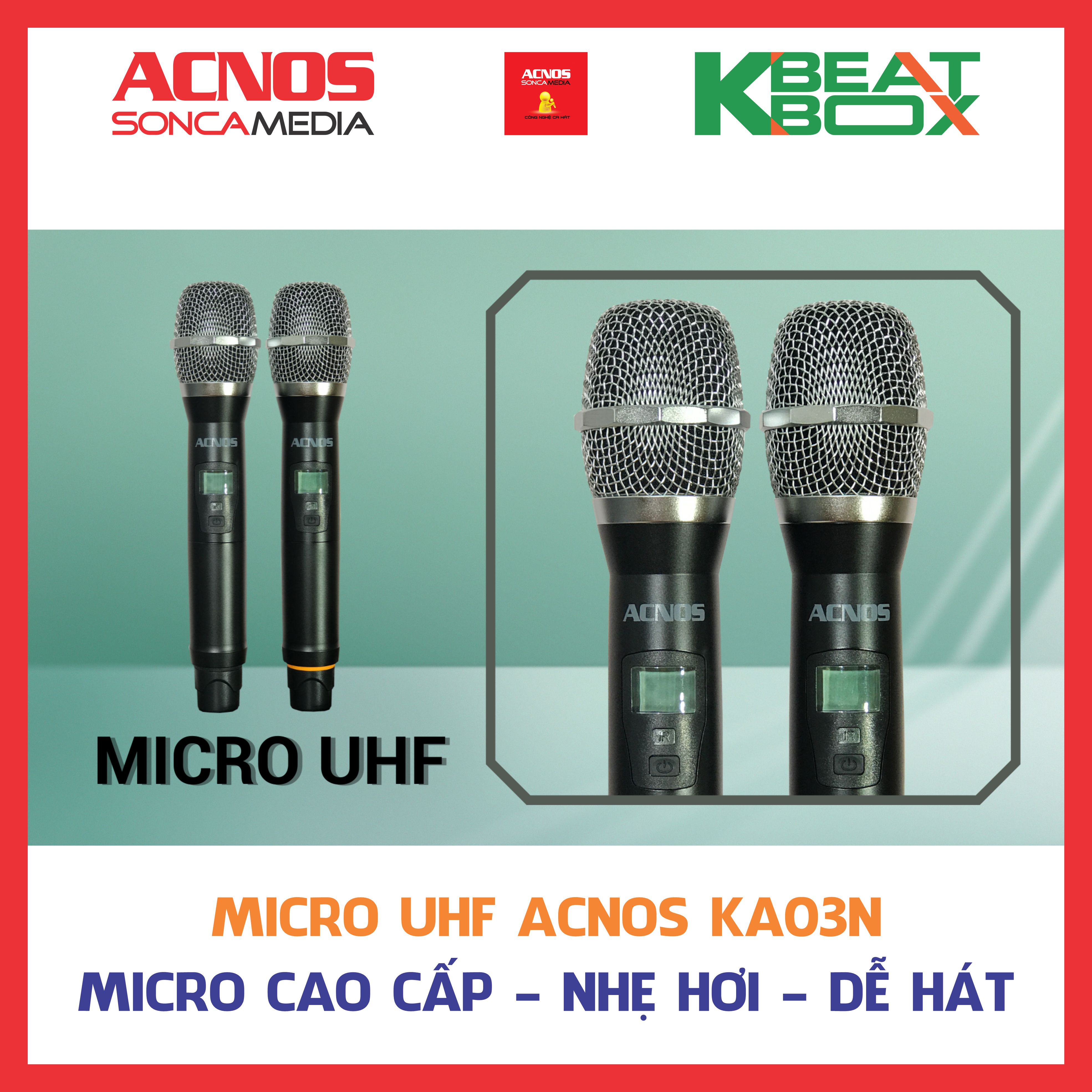 Micro không dây UHF ACNOS KA03N (Micro rời - 1 cặp) [HÀNG CHÍNH HÃNG]