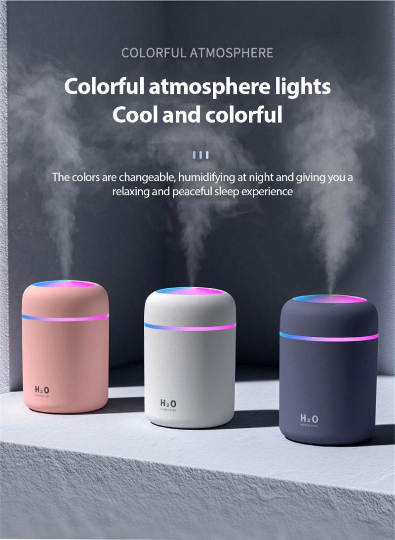 300Ml Máy Tạo Độ Ẩm Phun Sương Máy Khuếch Tán Lọc Không Khí Mát Thoáng Mát USB Thoáng Mát Phun Sương Dành Cho Bé Du Lịch Trẻ Em Ô Tô Với Nhiều Màu Sắc đèn Ngủ