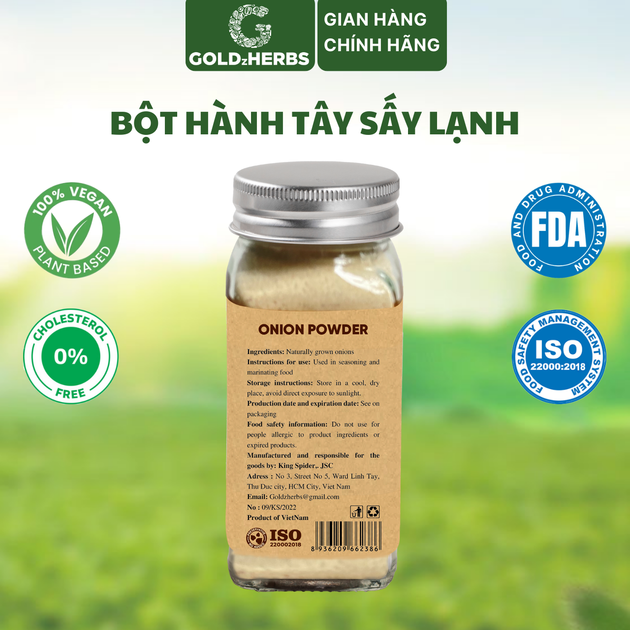 Bột Hành Tây Sấy Lạnh Goldzherbs – Hũ 50g