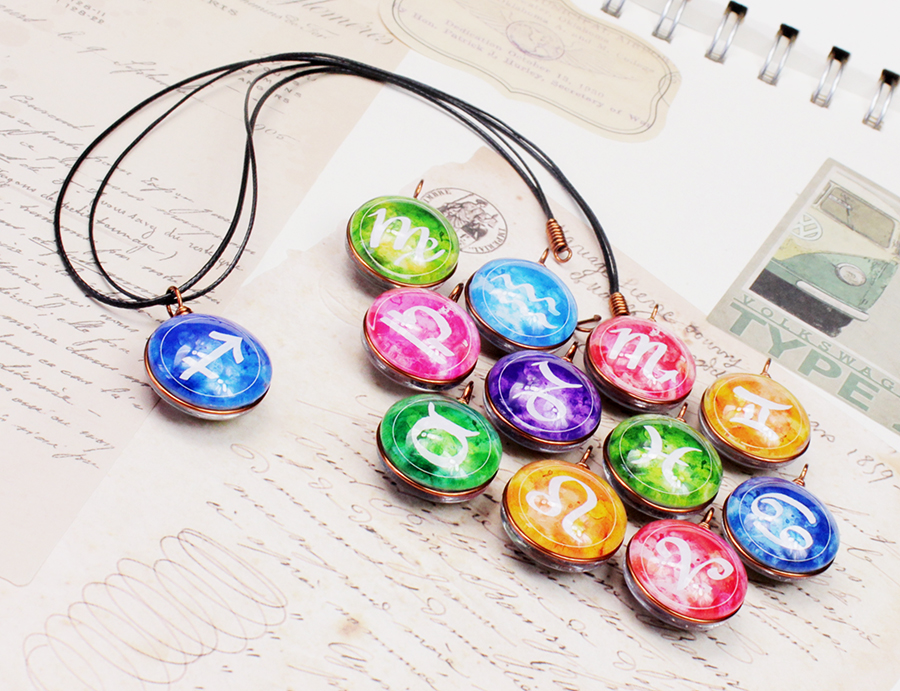 Dây chuyền 12 cung hoàng đạo Zodiac màu sắc tươi sáng siêu đẹp cho nữ 06647-DC0014