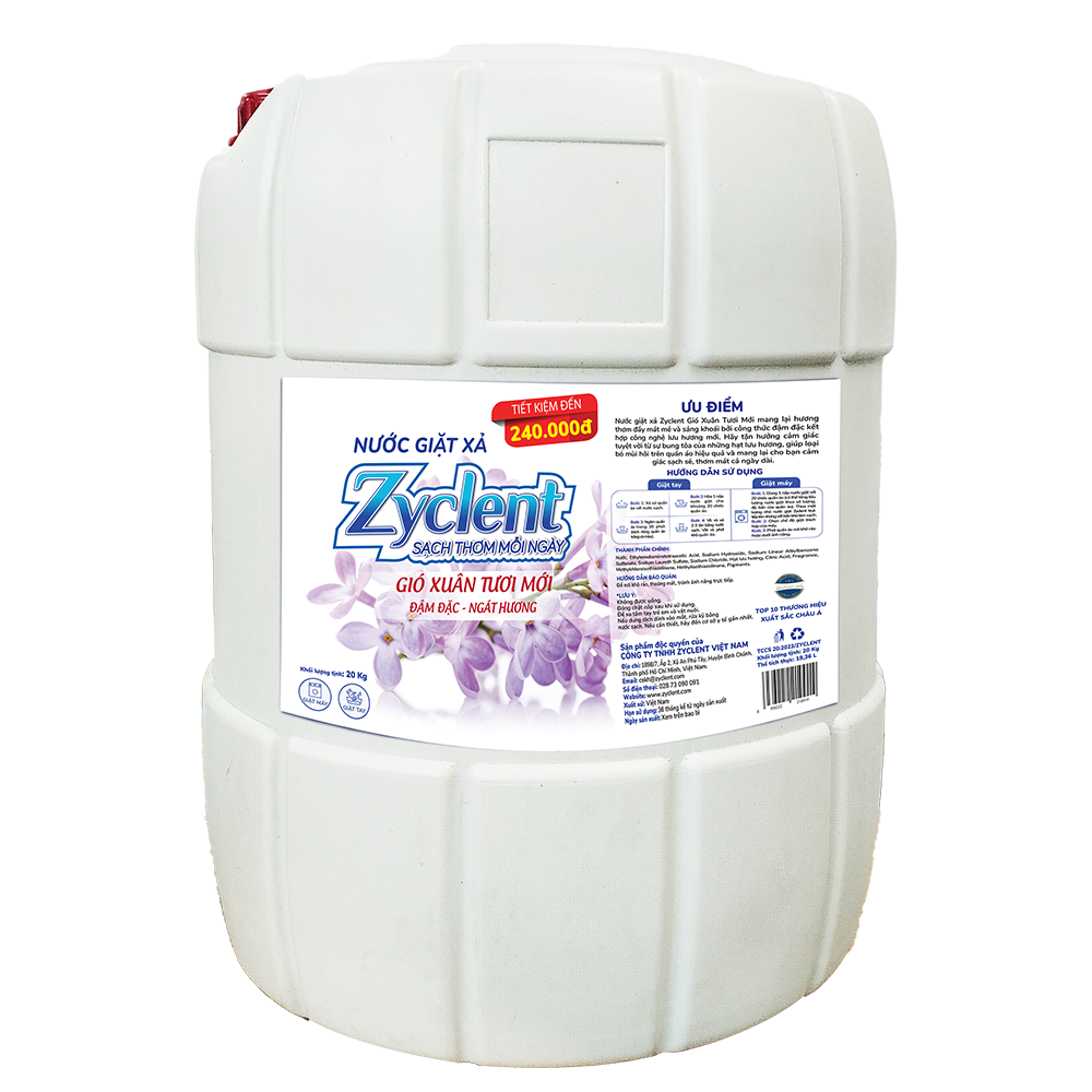 Nước Giặt Xả Zyclent EXTRA Hương Gió Xuân Tươi Mới - 20KG