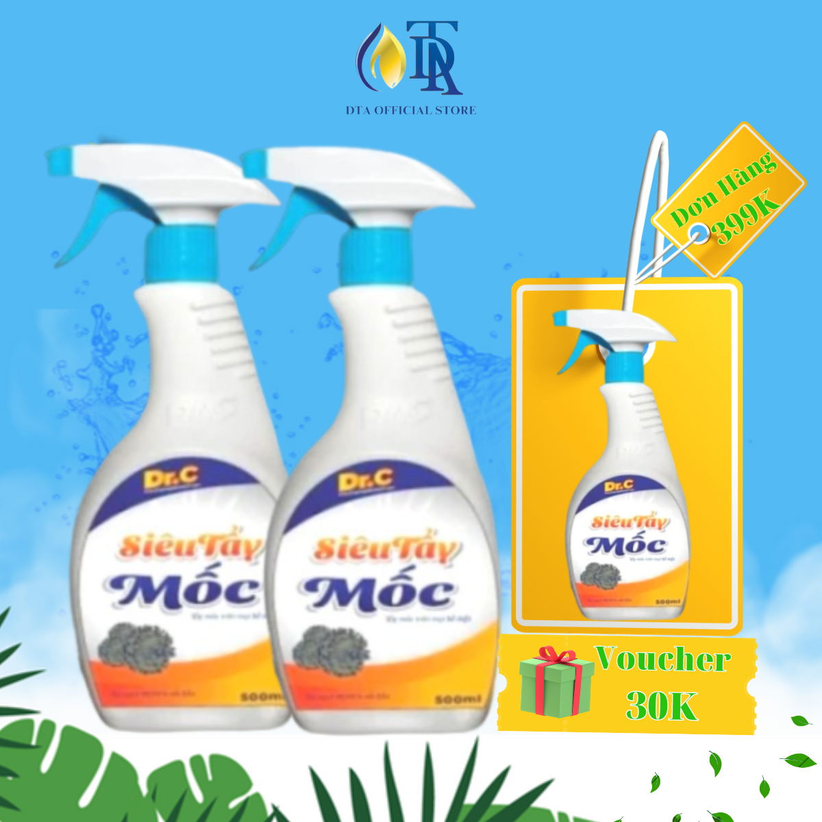 Combo Siêu Tẩy Mốc Chính Hãng Dr.C 300ml, Tẩy Mốc Trên Mọi Bề Mặt Áo Quần, Sàn nhà, Tường nhà, Không Bào Mòn Bề Mặt