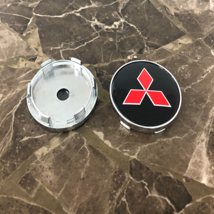 Logo chụp mâm bánh xe ô tô, xe hơi dùng cho xe Mitsubishi đường kính 60MM