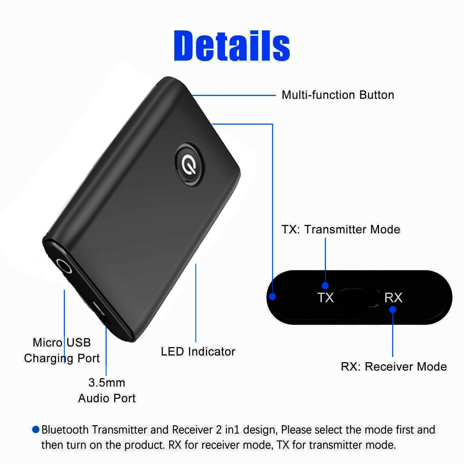 Receiver Transmitter Adapter 3.5mm Jack Handsfree HiFi Music for Car Speaker