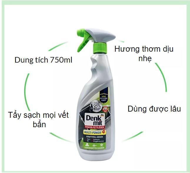 Chai Vệ Sinh Bếp Đa Năng Denkmit, Chai Xịt Vệ Sinh Bếp Từ, Lò Vi Sóng, Cửa, Ghế Sofa,Dung Tích  750ml, Nhập Đức