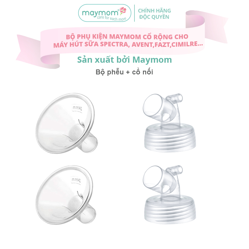 Bộ Phụ Kiện Máy Hút Sữa Dùng Bình Sữa Cổ Rộng Sản Xuất bởi Maymom, Tương Thích Máy Spectra-Avent-Fatz-Cimilre