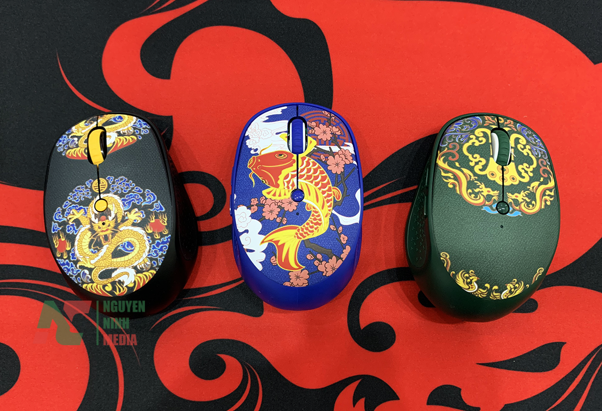 Chuột Không Dây Forter E650 Silent Họa Tiết Koi Fish, Dragon, Phoenix- Hàng Chính Hãng