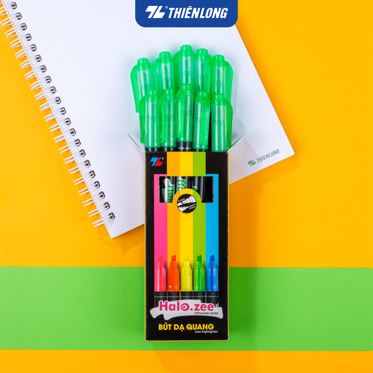 Bút Dạ Quang 2 Đầu Thiên Long Hl - 03 - Bút Highlight Siêu Đẹp - Lá