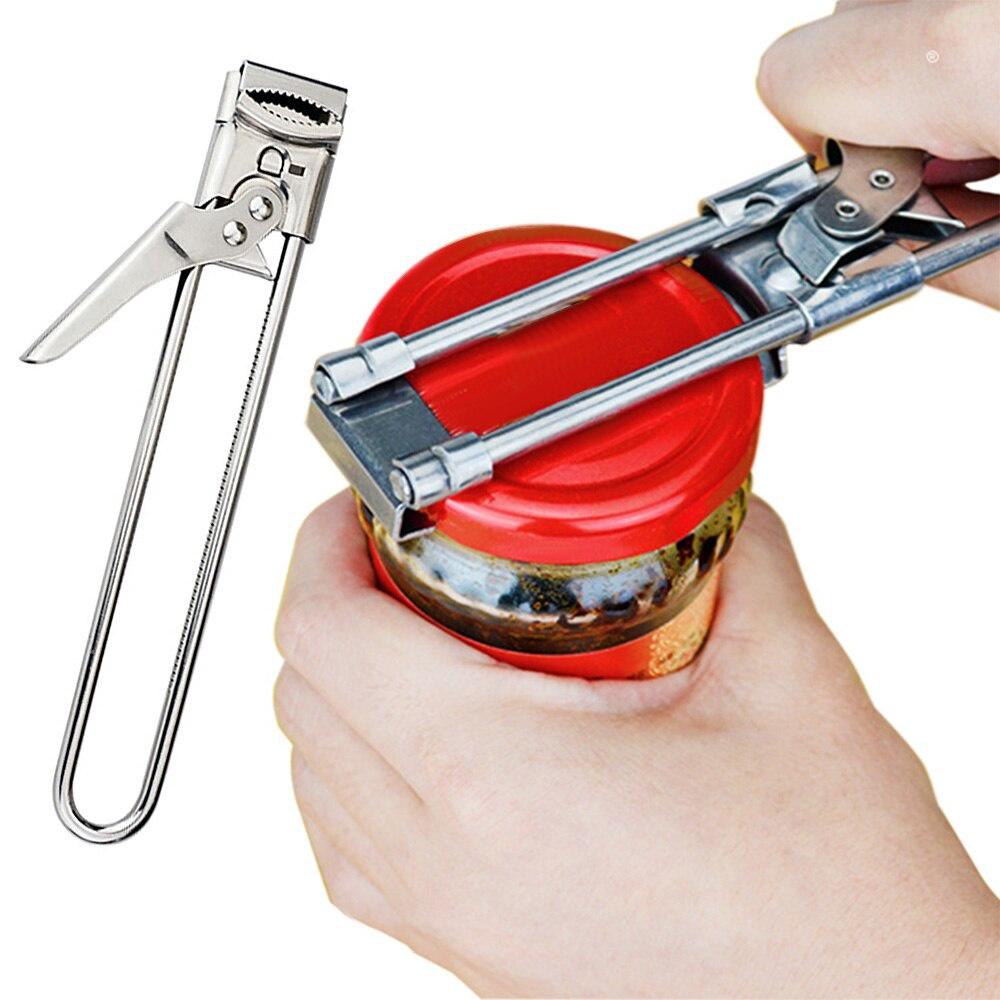 Durable Stainless Steel Adjustable Can Opener Multifunctional Side Cut Manual Jar Bottle Opener Hand Manual Kitchen Bar Tool AA