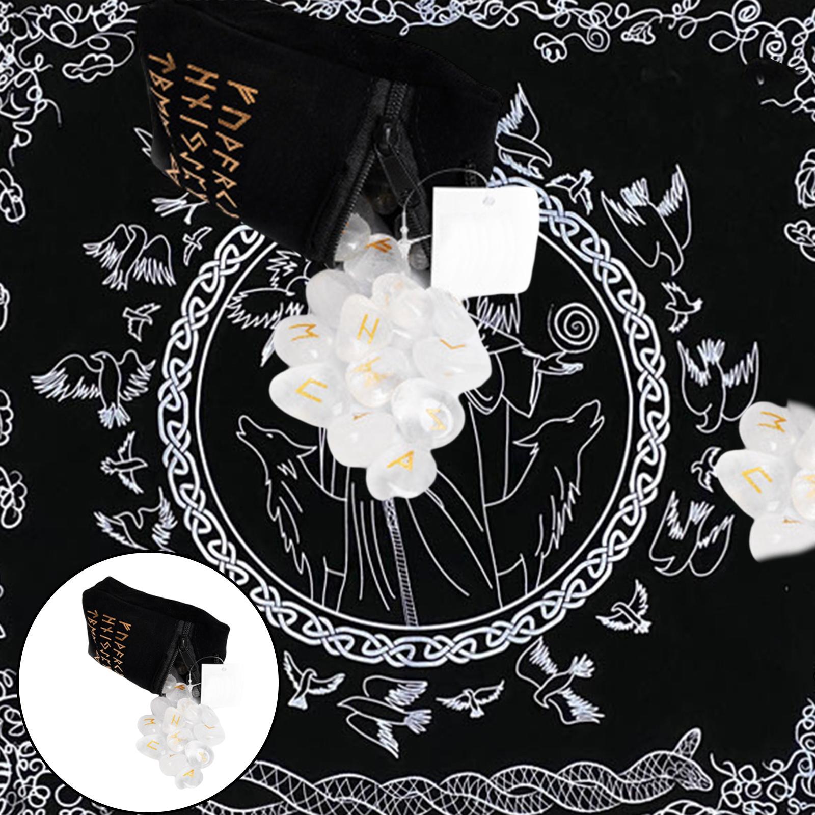 Rune Stone Kit Engraved Pagan Magick Tools Home Gift Meditation Supplies Collection