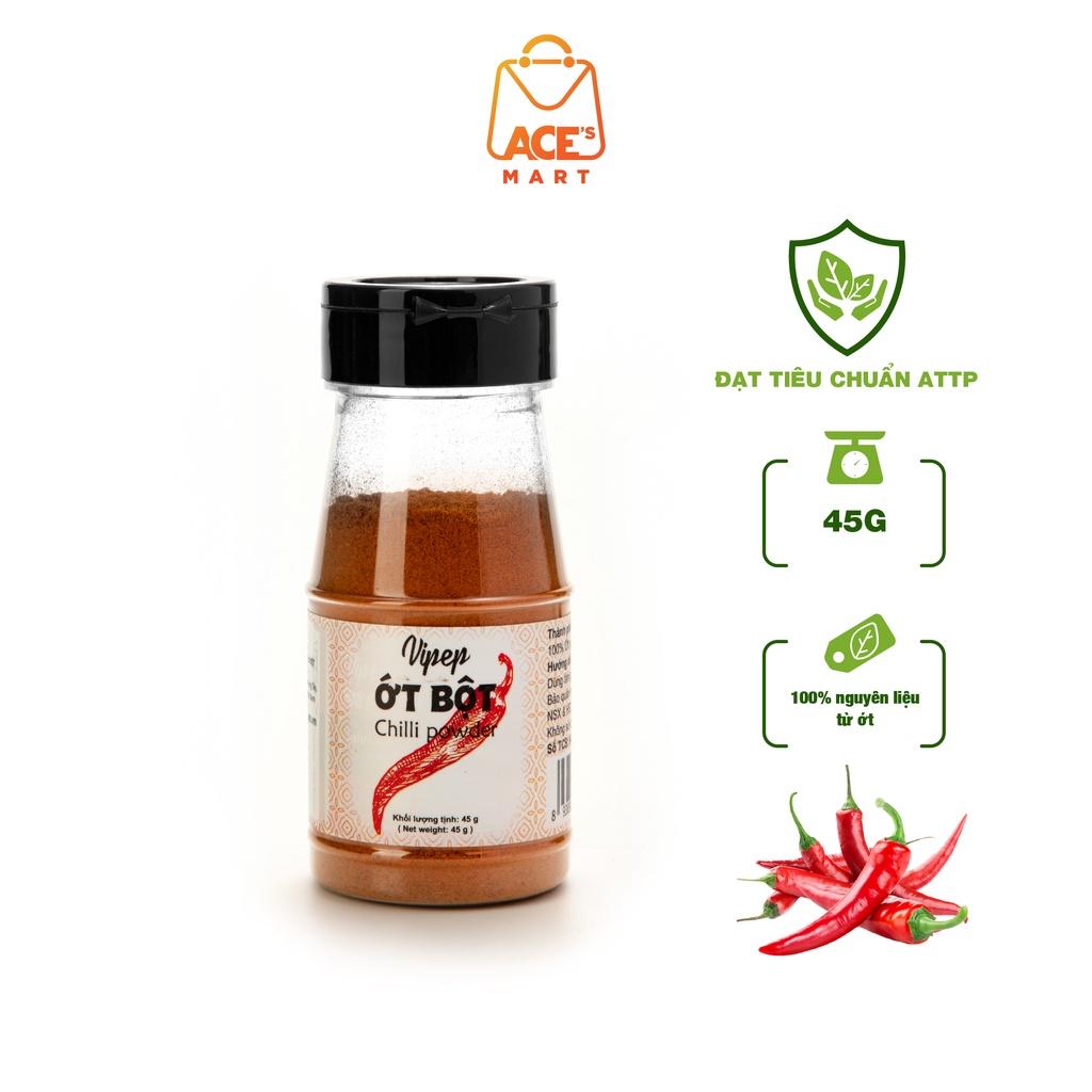 Ớt bột Vipep 45g xay mịn nguyên chất - gia vị cay thơm tạo màu, tẩm ướp cho các món kimchi Hàn Quốc, lẩu, kho, chiên