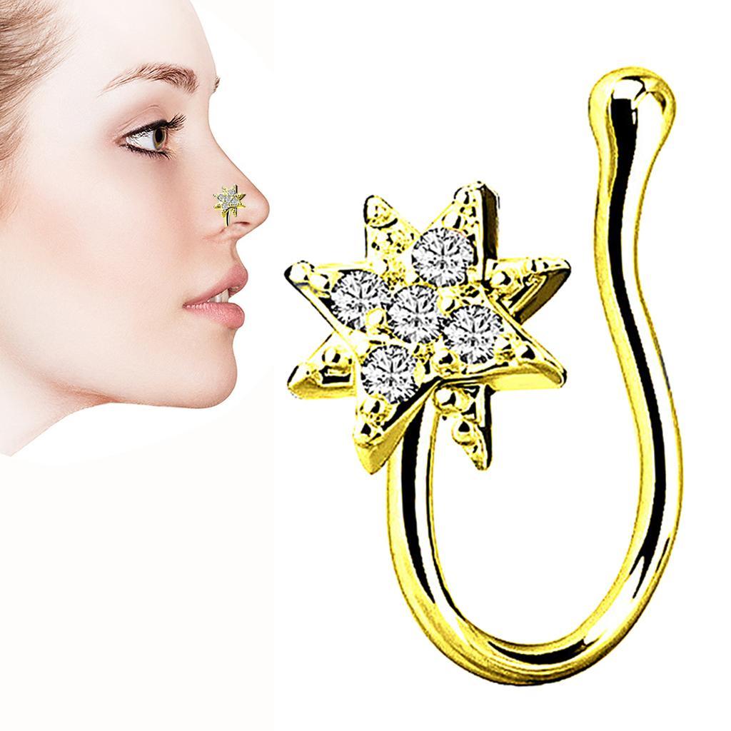3 Pieces Crystal U Shaped Fake Nose Rings 18G Hoop No Piercing Non Pierced