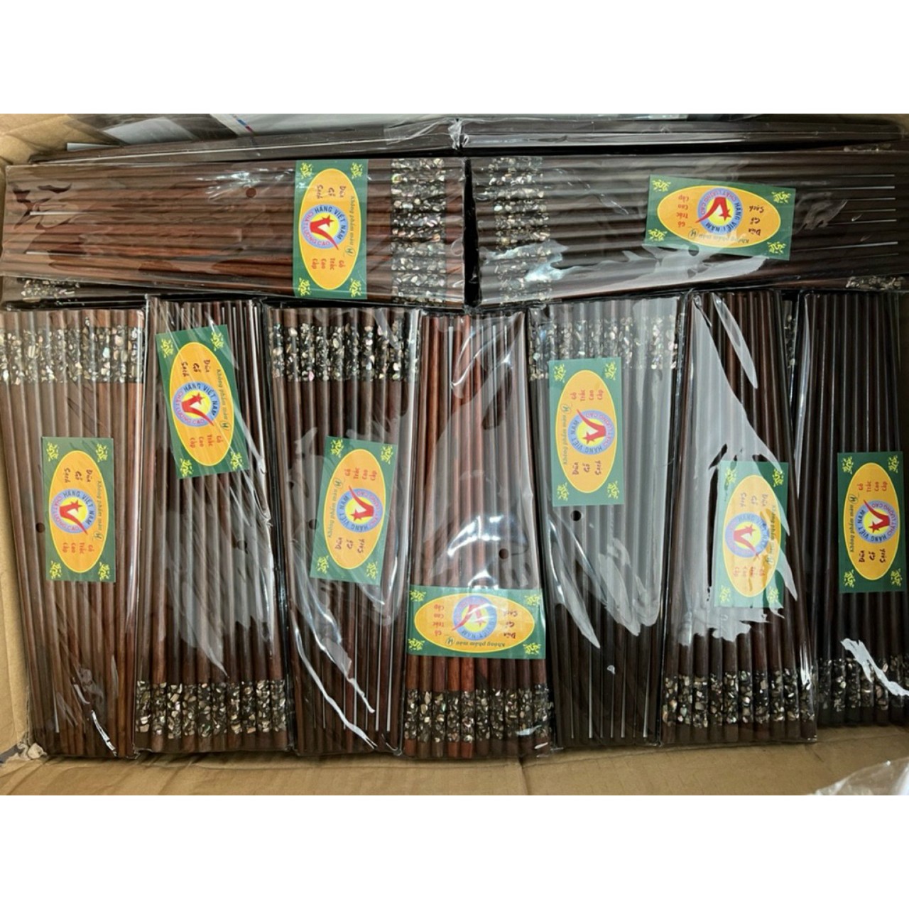 Bộ 10 đôi Đũa gỗ trắc cẩn Siêu sạch gỗ tự nhiên vân đẹp