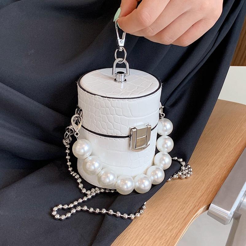 Túi Bucket Nhỏ Gọn Đính Ngọc Trai Nhân Tạo Thời Trang Cho Nữ