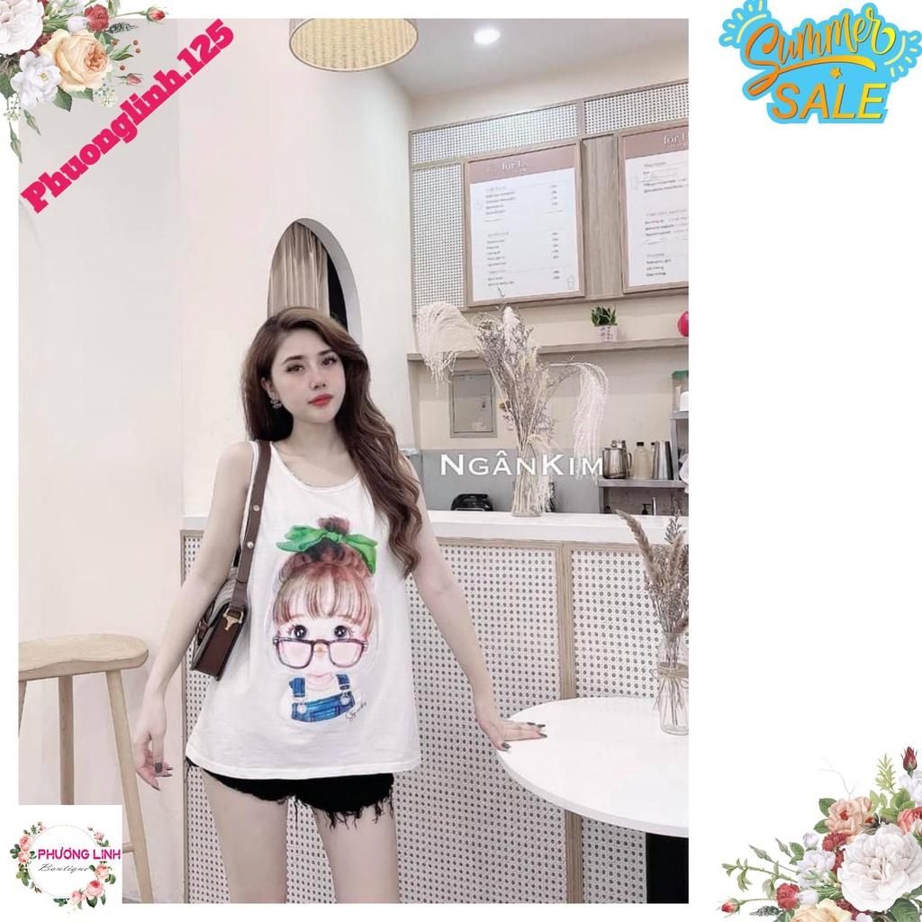 ÁO BA LỖ NỮ HÌNH CÔ BÉ NƠ XANH