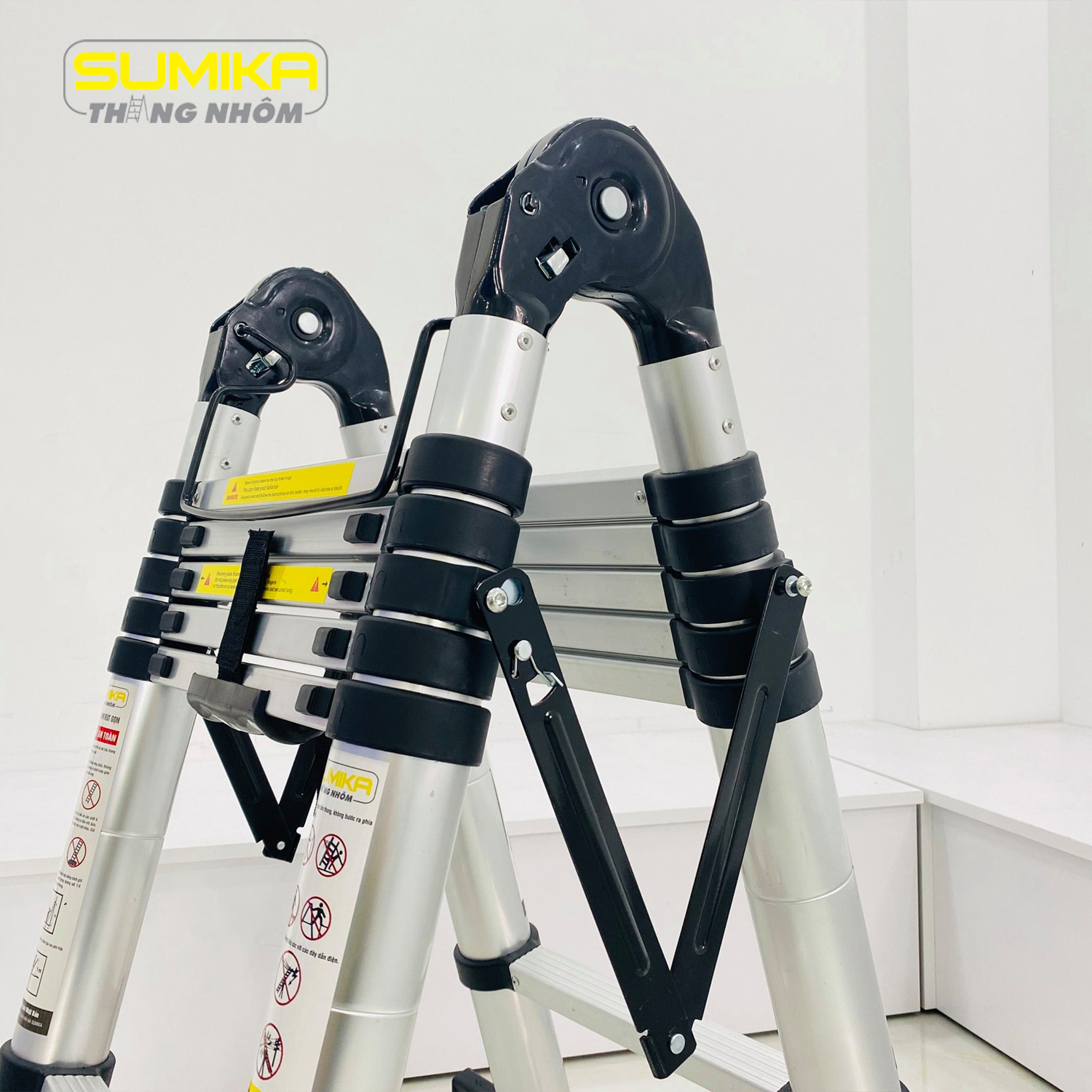 Thang nhôm rút đôi SUMIKA SK760D NEW - rút chữ I cao 7.6m, rút chữ A cao 3.8m, tải trọng 300kg
