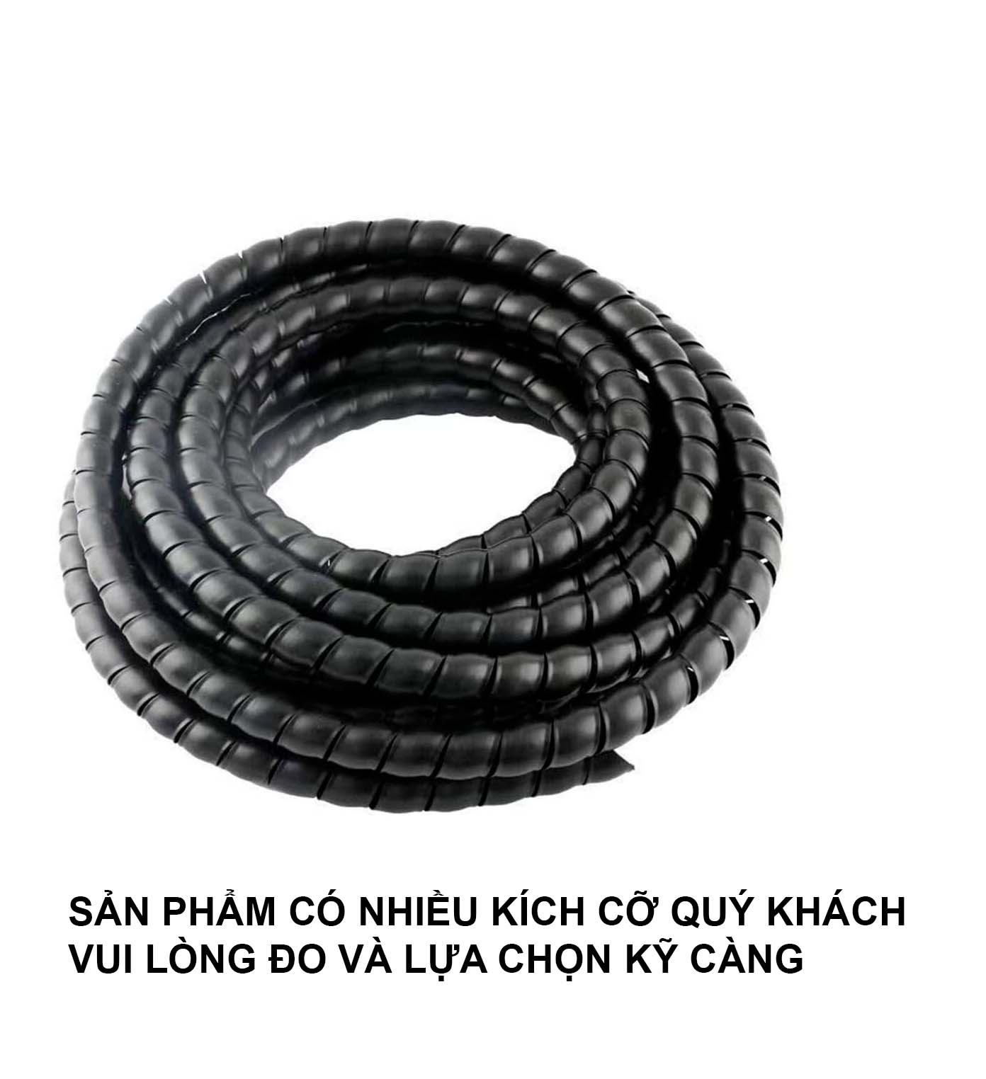 Cuộn dây xoắn ruột gà chống mài mòn, chống cuộn rối vòi nước rửa xe cao áp, dây bọc điện phi 6/8/10/12/16/20mm dài 4 mét