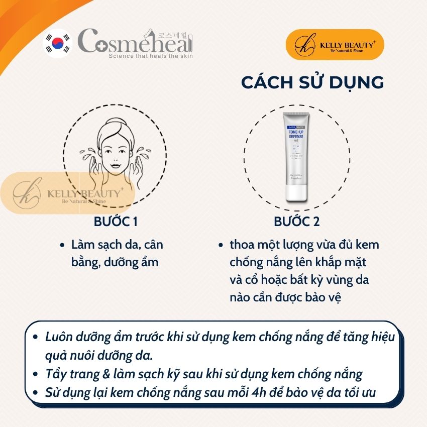 Kem Chống Nắng Trắng Da ToneUp Defense Pro+ Cosmeheal - Nâng Tone, Dưỡng Trắng, Bảo Vệ Da | Kelly Beauty